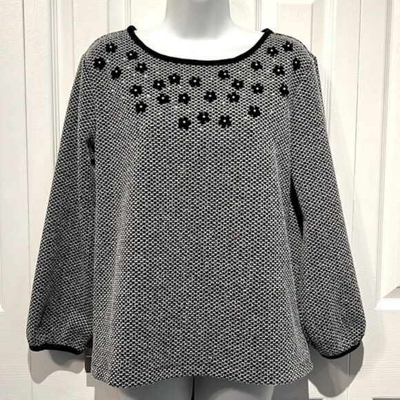 Karl Lagerfeld Paris Black/White 3/4 Sleeve‎ Top Size XS (fits larger) - Picture 1 of 12